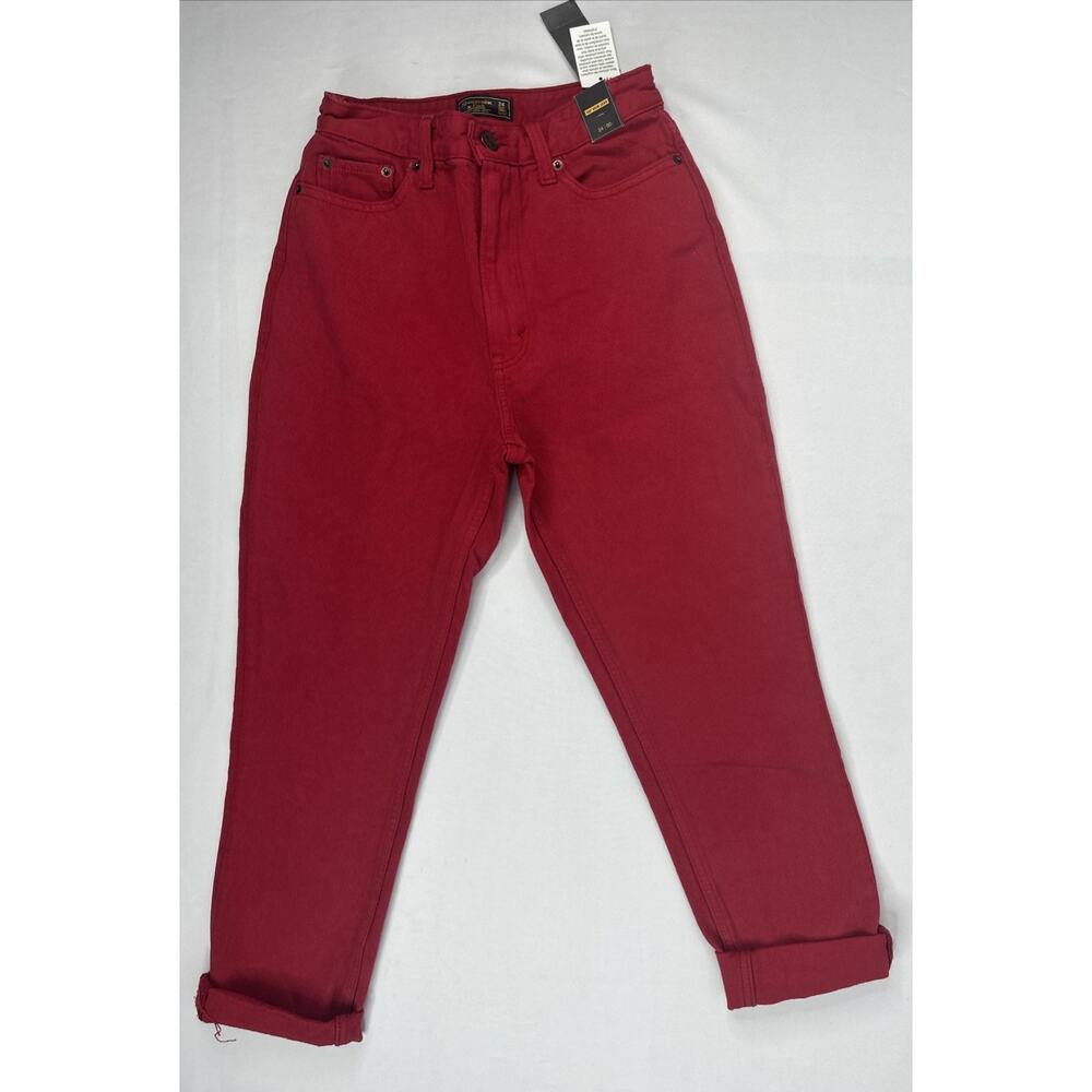 Abercrombie & Fitch Womens Size 24 00 Short Mid Rise A&F Jeans Red Denim